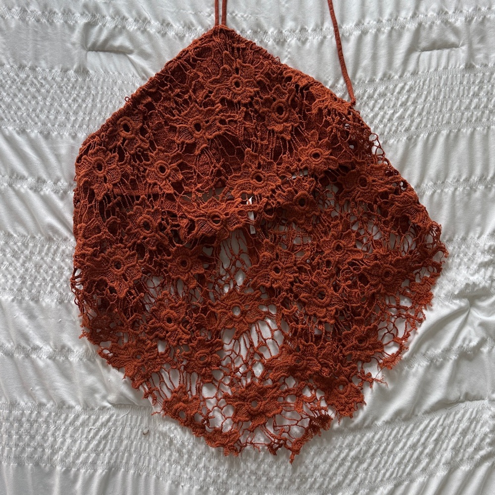 Rust Crochet Halter Top